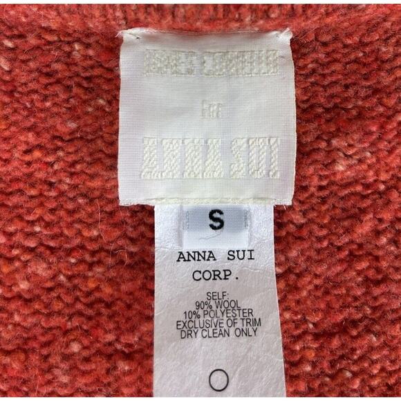 James Coviello Anna Sui Embroidered Long Duster Cardigan Jacket Wool Size Small - Picture 9 of 9